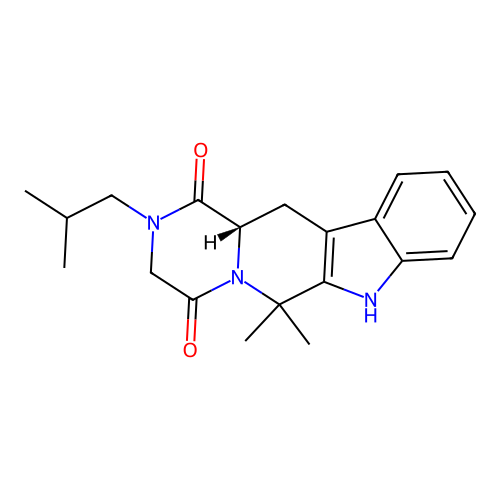 (12aS)-6,6-dimethyl-2-(2-methylpropyl)-2,3,6,7,12,12a-hexahydropyrazino[1',2':1,6]pyrido[3,4-b]indole-1,4-dione structure
