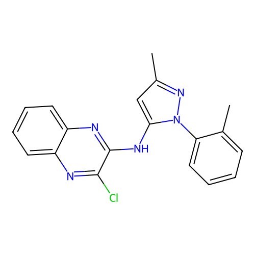 (3-Chloro-quinoxalin-2-yl)-(5-methyl-2-o-tolyl-2H-pyrazol-3-yl)-amine structure