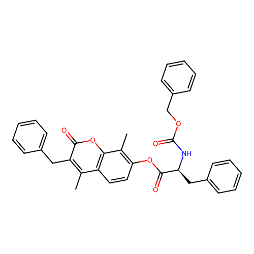 (S)-3-benzyl-4,8-dimethyl-2-oxo-2H-chromen-7-yl 2-(((benzyloxy)carbonyl)amino)-3-phenylpropanoate structure