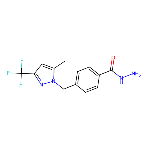 4-{[5-methyl-3-(trifluoromethyl)-1H-pyrazol-1-yl]methyl}benzohydrazide structure