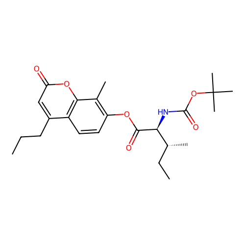 (2S,3R)-8-methyl-2-oxo-4-propyl-2H-chromen-7-yl 2-((tert-butoxycarbonyl)amino)-3-methylpentanoate structure
