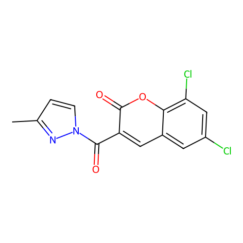 6,8-Dichloro-3-[(3-methylpyrazolyl)carbonyl]chromen-2-one structure