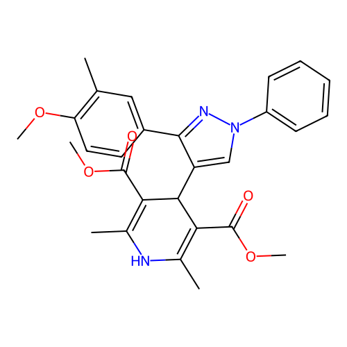 dimethyl 4-[3-(4-methoxy-3-methylphenyl)-1-phenyl-1H-pyrazol-4-yl]-2,6-dimethyl-1,4-dihydropyridine-3,5-dicarboxylate structure