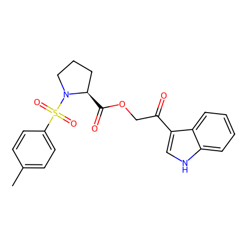 [2-(1H-indol-3-yl)-2-oxoethyl] (2S)-1-(4-methylphenyl)sulfonylpyrrolidine-2-carboxylate structure