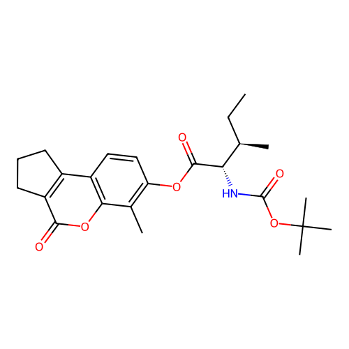 (2S,3R)-6-methyl-4-oxo-1,2,3,4-tetrahydrocyclopenta[c]chromen-7-yl 2-((tert-butoxycarbonyl)amino)-3-methylpentanoate structure