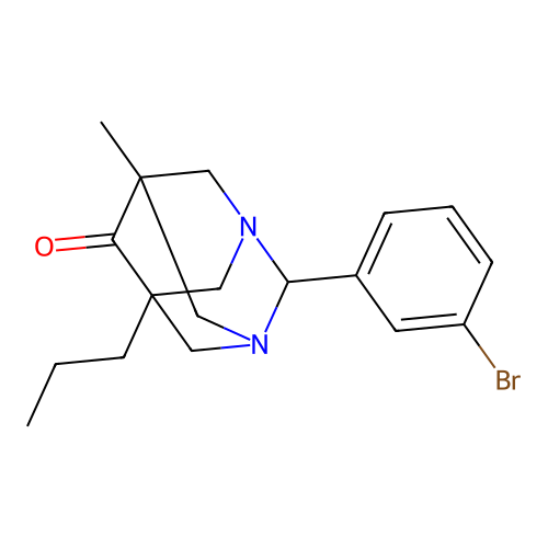 2-(3-Bromophenyl)-5-methyl-7-propyl-1,3-diazatricyclo[3.3.1.1~3,7~]decan-6-one structure