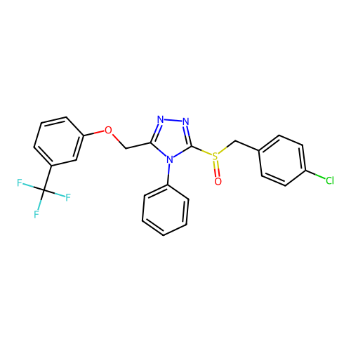 3-[(4-chlorophenyl)methylsulfinyl]-4-phenyl-5-[[3-(trifluoromethyl)phenoxy]methyl]-1,2,4-triazole structure