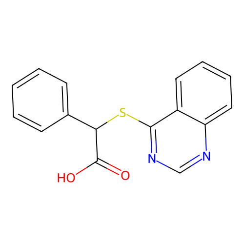 Phenyl(quinazolin-4-ylsulfanyl)acetic acid structure