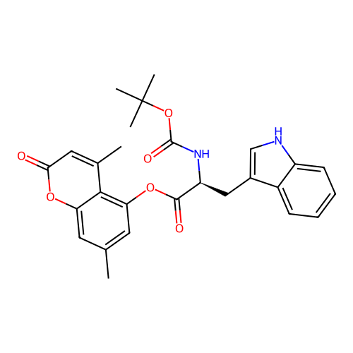 (S)-4,7-dimethyl-2-oxo-2H-chromen-5-yl 2-((tert-butoxycarbonyl)amino)-3-(1H-indol-3-yl)propanoate structure