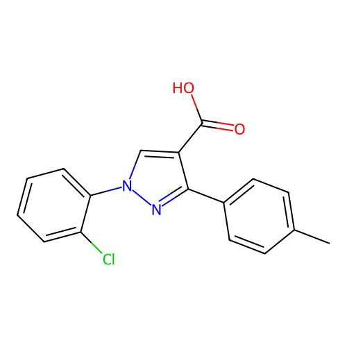 1-(2-chlorophenyl)-3-(4-methylphenyl)-1H-pyrazole-4-carboxylic acid structure