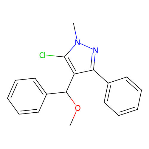 5-Chloro-4-[methoxy(phenyl)methyl]-1-methyl-3-phenylpyrazole structure
