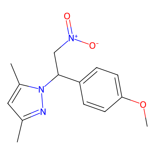 1-[1-(4-methoxyphenyl)-2-nitroethyl]-3,5-dimethyl-1H-pyrazole structure