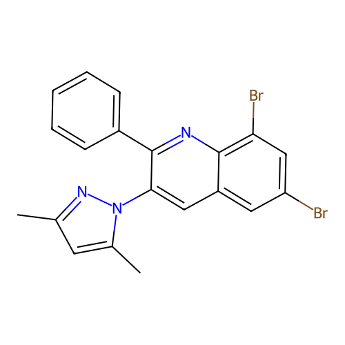 6,8-dibromo-3-(3,5-dimethyl-1H-pyrazol-1-yl)-2-phenylquinoline structure