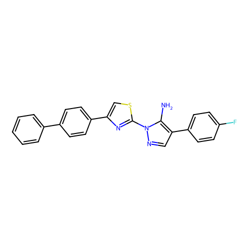 1-(4-[1,1'-biphenyl]-4-yl-1,3-thiazol-2-yl)-4-(4-fluorophenyl)-1H-pyrazol-5-amine structure