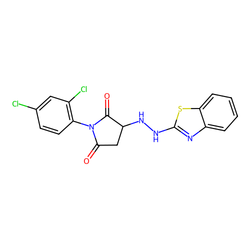 3-[2-(1,3-benzothiazol-2-yl)hydrazino]-1-(2,4-dichlorophenyl)-2,5-pyrrolidinedione structure