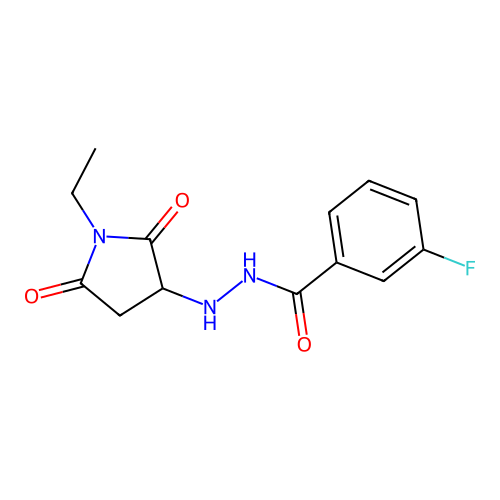 N'-(1-ethyl-2,5-dioxopyrrolidin-3-yl)-3-fluorobenzohydrazide structure