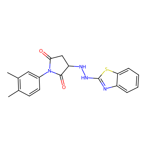 3-[2-(1,3-benzothiazol-2-yl)hydrazinyl]-1-(3,4-dimethylphenyl)pyrrolidine-2,5-dione structure