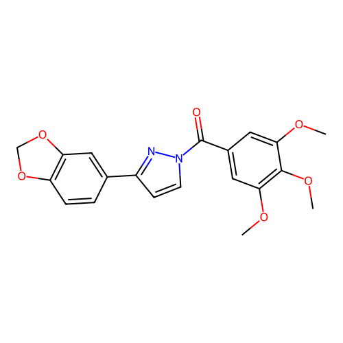 [3-(1,3-benzodioxol-5-yl)-1H-pyrazol-1-yl](3,4,5-trimethoxyphenyl)methanone structure