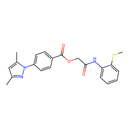 [2-(2-Methylsulfanylanilino)-2-oxoethyl] 4-(3,5-dimethylpyrazol-1-yl)benzoate structure