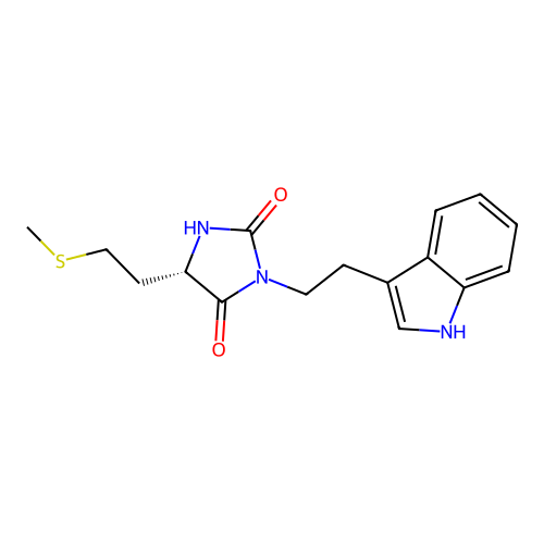 (S)-3-(2-(1H-indol-3-yl)ethyl)-5-(2-(methylthio)ethyl)imidazolidine-2,4-dione structure