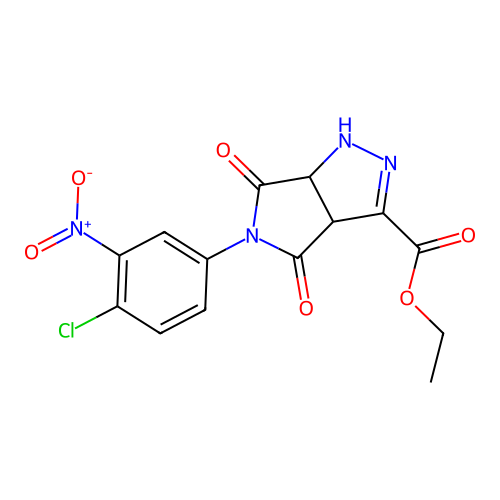 ethyl 5-(4-chloro-3-nitrophenyl)-4,6-dioxo-1,3a,4,5,6,6a-hexahydropyrrolo[3,4-c]pyrazole-3-carboxylate structure