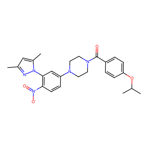 [4-[3-(3,5-dimethylpyrazol-1-yl)-4-nitrophenyl]piperazin-1-yl]-(4-propan-2-yloxyphenyl)methanone structure