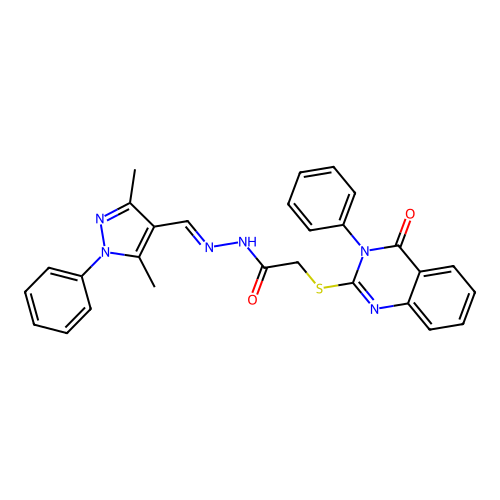 N'-[(E)-(3,5-dimethyl-1-phenyl-1H-pyrazol-4-yl)methylidene]-2-[(4-oxo-3-phenyl-3,4-dihydroquinazolin-2-yl)sulfanyl]acetohydrazide structure