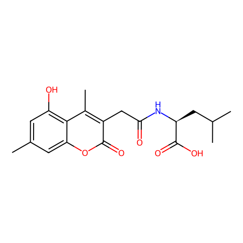 (S)-2-(2-(5-hydroxy-4,7-dimethyl-2-oxo-2H-chromen-3-yl)acetamido)-4-methylpentanoic acid structure