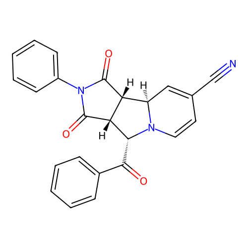 (3aR,4S,9aR,9bS)-4-benzoyl-1,3-dioxo-2-phenyl-2,3,3a,4,9a,9b-hexahydro-1H-pyrrolo[3,4-a]indolizine-8-carbonitrile structure