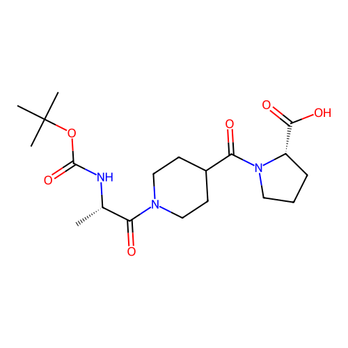 1-({1-[N-(tert-butoxycarbonyl)-L-alanyl]piperidin-4-yl}carbonyl)-L-proline structure