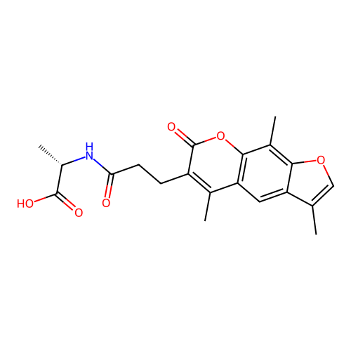 N-[3-(3,5,9-trimethyl-7-oxo-7H-furo[3,2-g]chromen-6-yl)propanoyl]-L-alanine structure