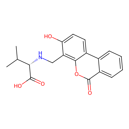 (2S)-2-[(3-hydroxy-6-oxobenzo[c]chromen-4-yl)methylamino]-3-methylbutanoic acid structure