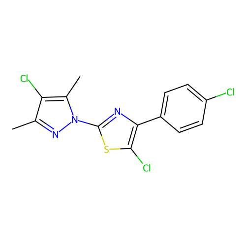 5-chloro-2-(4-chloro-3,5-dimethyl-1H-pyrazol-1-yl)-4-(4-chlorophenyl)-1,3-thiazole structure