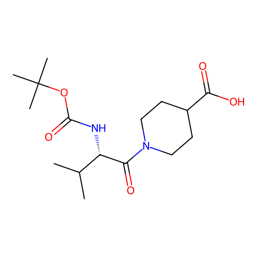 (S)-1-(2-((tert-butoxycarbonyl)amino)-3-methylbutanoyl)piperidine-4-carboxylic acid structure