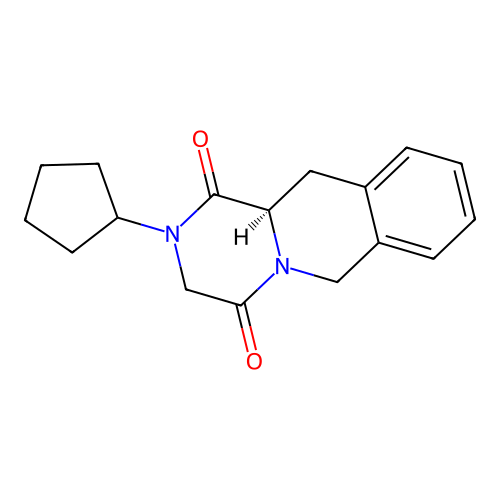 (11aR)-2-cyclopentyl-11,11a-dihydro-2H-pyrazino[1,2-b]isoquinoline-1,4(3H,6H)-dione structure