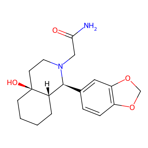 2-(1-benzo[1,3]dioxol-5-yl-4a-hydroxy-1,3,4,5,6,7,8,8a-octahydroisoquinolin-2-yl)acetamide structure
