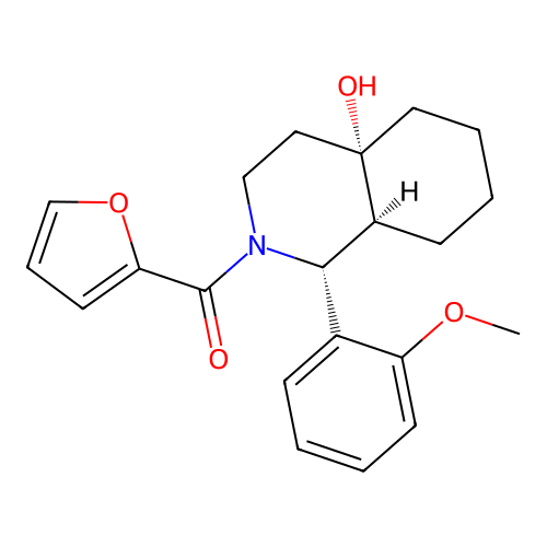 [(1R,4aS,8aS)-4a-hydroxy-1-(2-methoxyphenyl)-1,3,4,5,6,7,8,8a-octahydroisoquinolin-2-yl]-(furan-2-yl)methanone structure