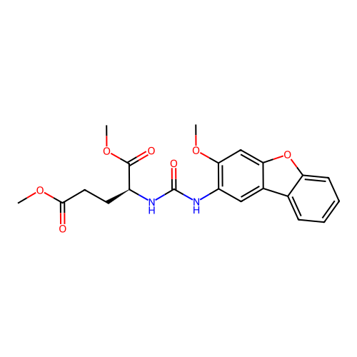 dimethyl N-[(3-methoxydibenzo[b,d]furan-2-yl)carbamoyl]-L-glutamate structure