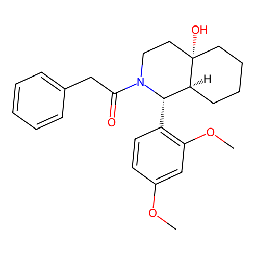 1-[(1R,4aS,8aS)-1-(2,4-dimethoxyphenyl)-4a-hydroxy-1,3,4,5,6,7,8,8a-octahydroisoquinolin-2-yl]-2-phenylethanone structure
