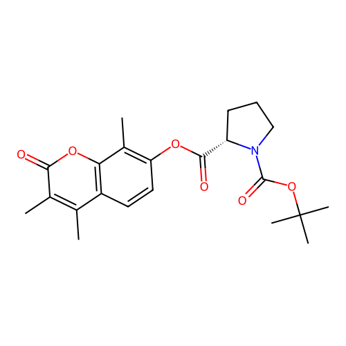 (S)-1-tert-butyl 2-(3,4,8-trimethyl-2-oxo-2H-chromen-7-yl) pyrrolidine-1,2-dicarboxylate structure