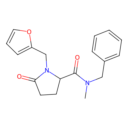 N-benzyl-1-(furan-2-ylmethyl)-N-methyl-5-oxopyrrolidine-2-carboxamide structure