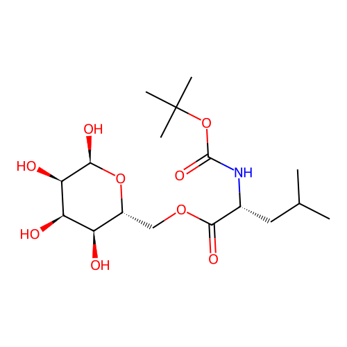[(2R,3S,4R,5R,6S)-3,4,5,6-tetrahydroxyoxan-2-yl]methyl (2R)-4-methyl-2-[(2-methylpropan-2-yl)oxycarbonylamino]pentanoate structure