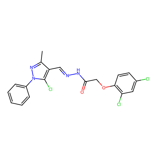 (E)-N'-((5-chloro-3-methyl-1-phenyl-1H-pyrazol-4-yl)methylene)-2-(2,4-dichlorophenoxy)acetohydrazide structure