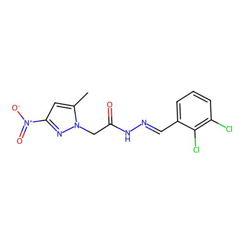 (E)-N'-(2,3-dichlorobenzylidene)-2-(5-methyl-3-nitro-1H-pyrazol-1-yl)acetohydrazide structure