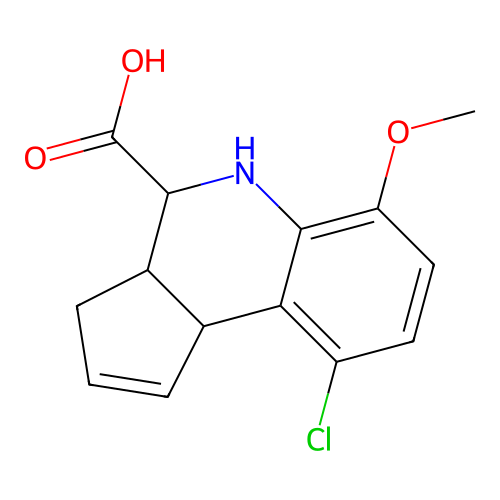 (3aR,4S,9bS)-9-chloro-6-methoxy-3a,4,5,9b-tetrahydro-3H-cyclopenta[c]quinoline-4-carboxylic acid structure