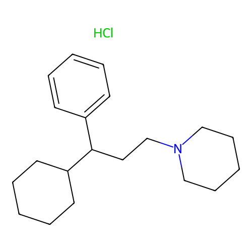 1-(3-Cyclohexyl-3-phenylpropyl)piperidine--hydrogen chloride (1/1) structure