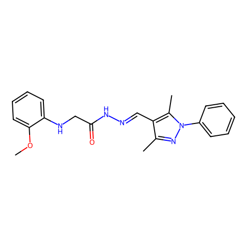 N-(2-Methoxyphenyl)glycine (2E)-2-[(3,5-dimethyl-1-phenyl-1H-pyrazol-4-yl)methylene]hydrazide structure