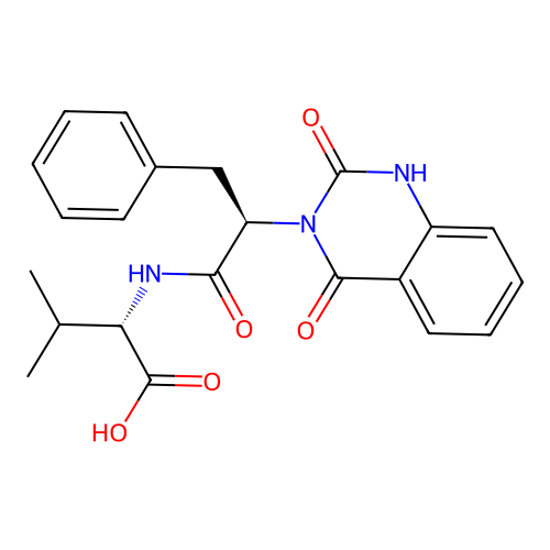 (S)-2-((R)-2-(2,4-dioxo-1,2-dihydroquinazolin-3(4H)-yl)-3-phenylpropanamido)-3-methylbutanoic acid structure