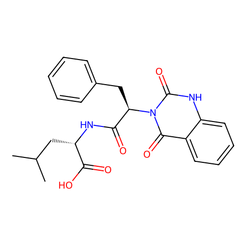 (S)-2-((R)-2-(2,4-dioxo-1,2-dihydroquinazolin-3(4H)-yl)-3-phenylpropanamido)-4-methylpentanoic acid structure
