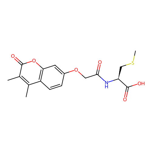 (R)-2-(2-((3,4-dimethyl-2-oxo-2H-chromen-7-yl)oxy)acetamido)-3-(methylthio)propanoic acid structure